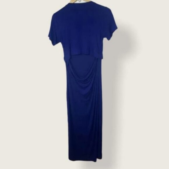 Revolve LNA Blue Maxi Dress Modal Open Back Slit‎ Whitley Size XS Short Sleeve - Picture 4 of 10